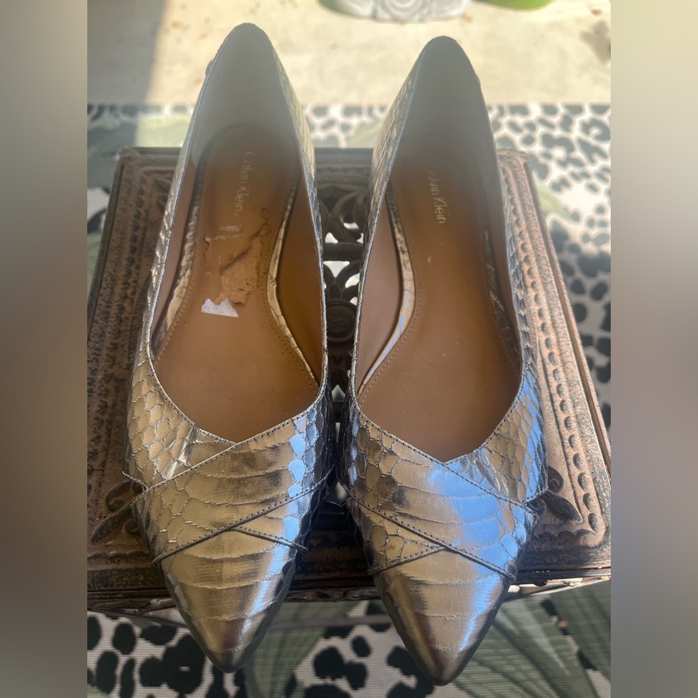 Calvin Klein Metallic Silver Loafers